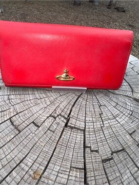 Vivienne Westwood Bright Red Textured Leather Wallet